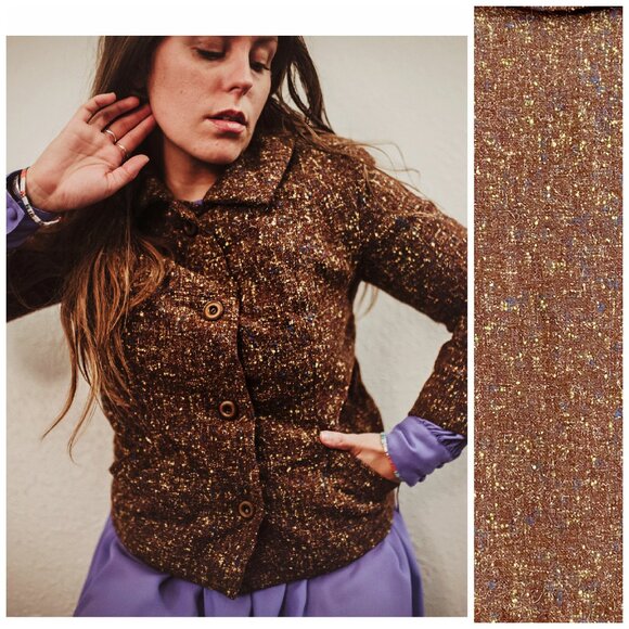 Vintage 50s Tweed Flecked Blazer Jacket | Size XS-M Petite - Picture 1 of 10